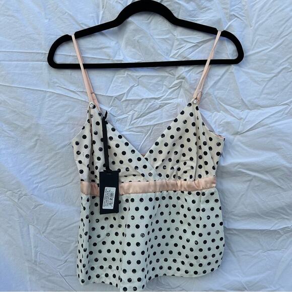 NWT Pinko Black and White Polka Dot Pajama Set Shorts and Tank Size 2 - Picture 7 of 16